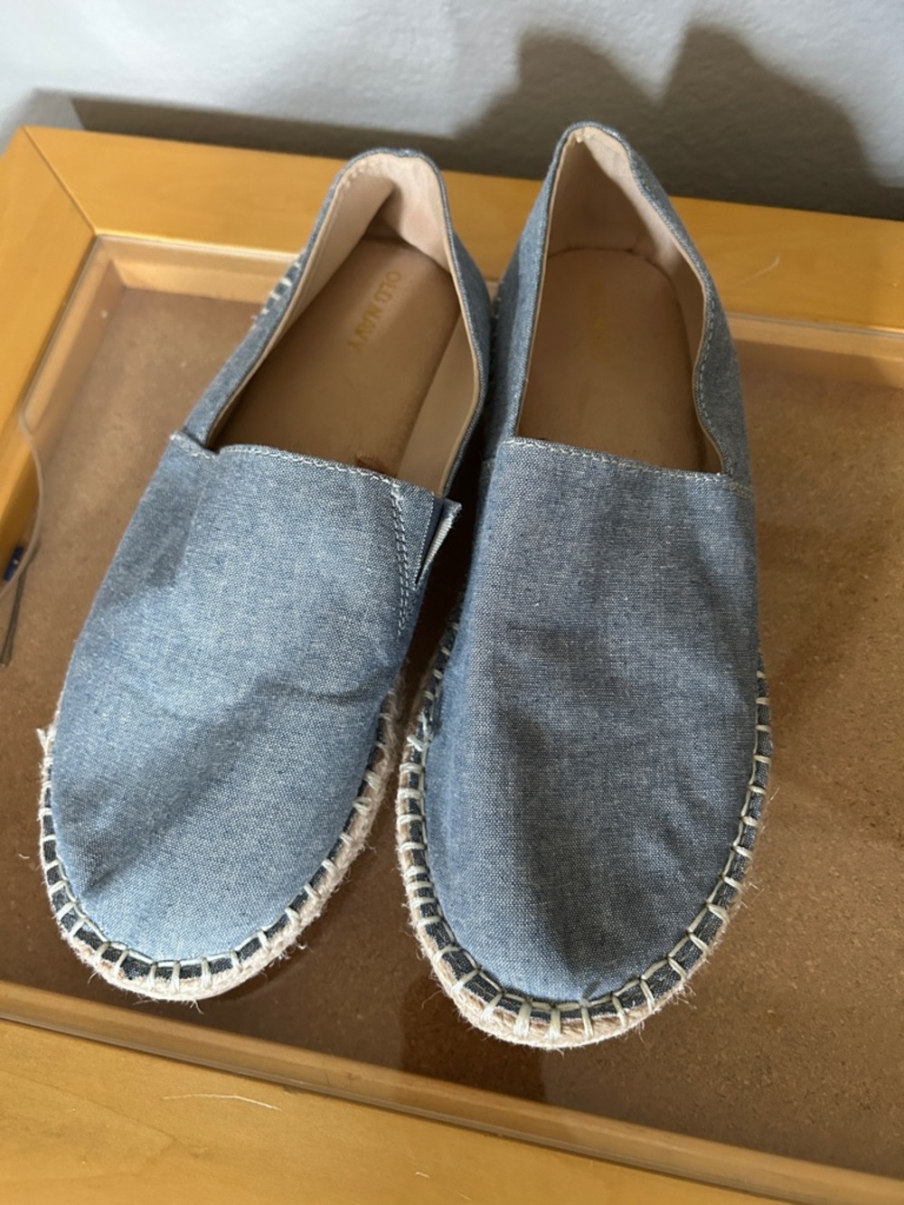 Denim Espadrille Slip-On Flats - Blue 8